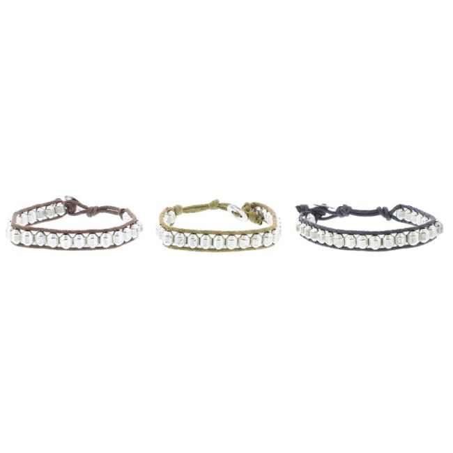 PULSERA CORDÓN CUENTAS METAL