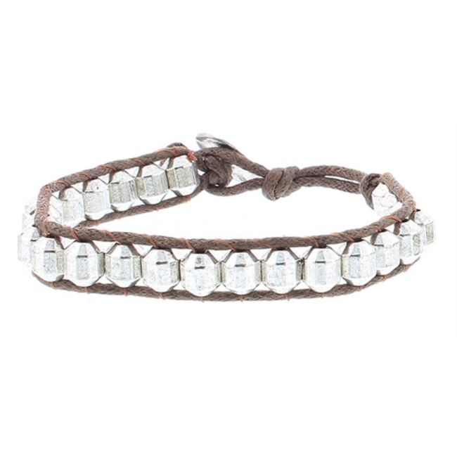 PULSERA CORDÓN CUENTAS METAL