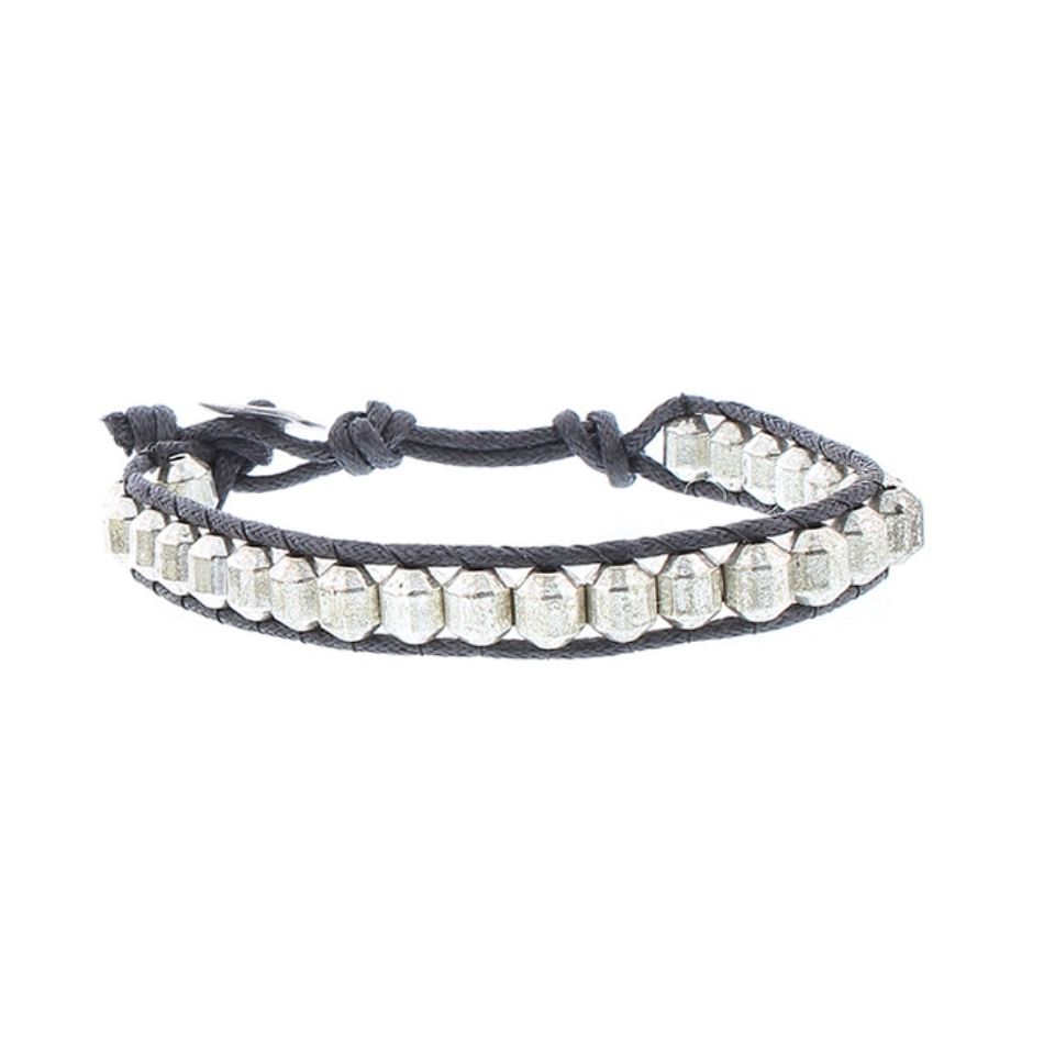 PULSERA CORDÓN CUENTAS METAL