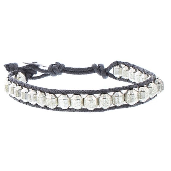 PULSERA CORDÓN CUENTAS METAL