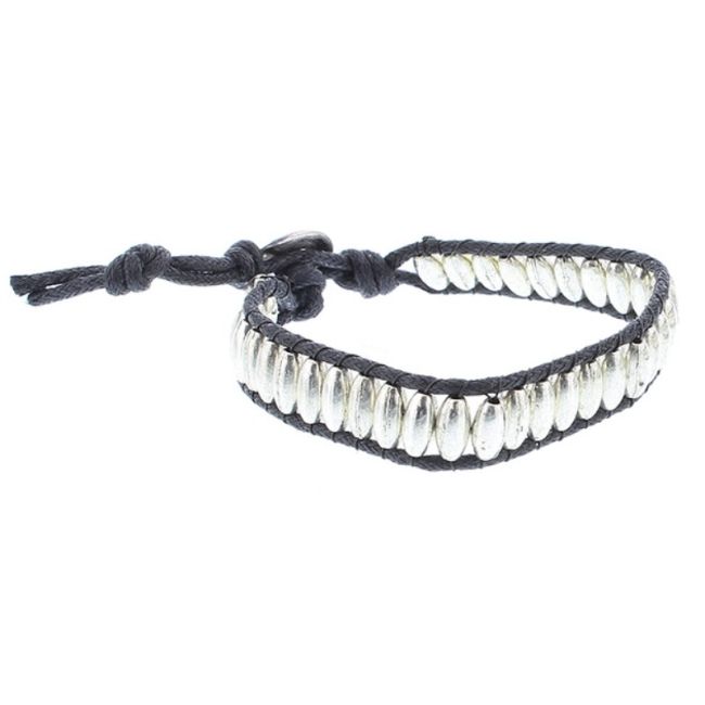 PULSERA CORDÓN CUENTAS METAL