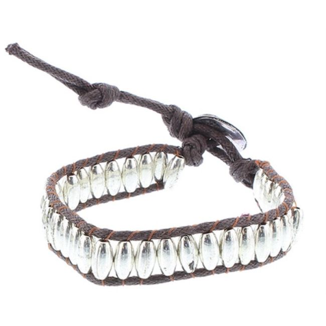PULSERA CORDÓN CUENTAS METAL