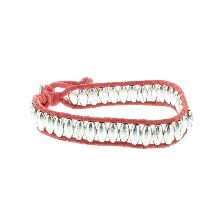 PULSERA CORDÓN CUENTAS METAL