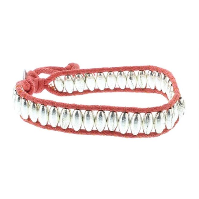 PULSERA CORDÓN CUENTAS METAL