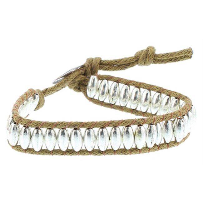 CORD BRACELET WITH METAL BEADS