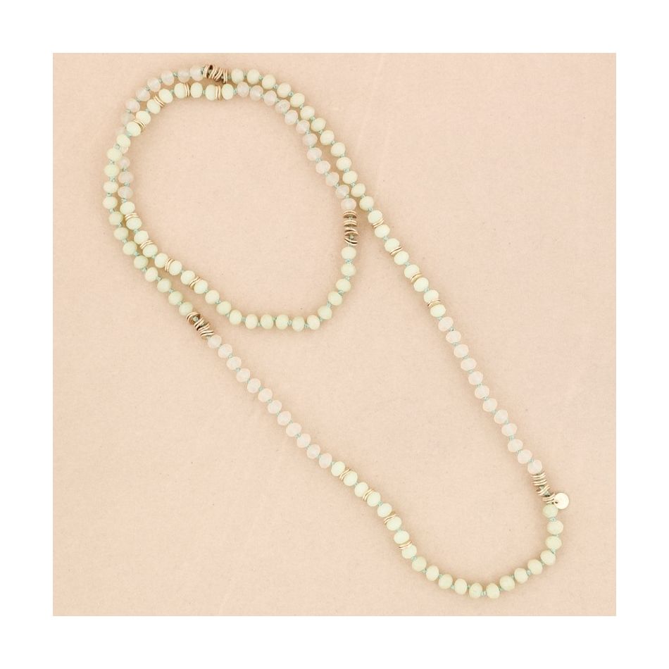 METAL CRYSTAL BEADS LONG NECKLACE