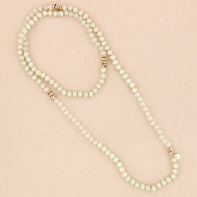 METAL CRYSTAL BEADS LONG NECKLACE