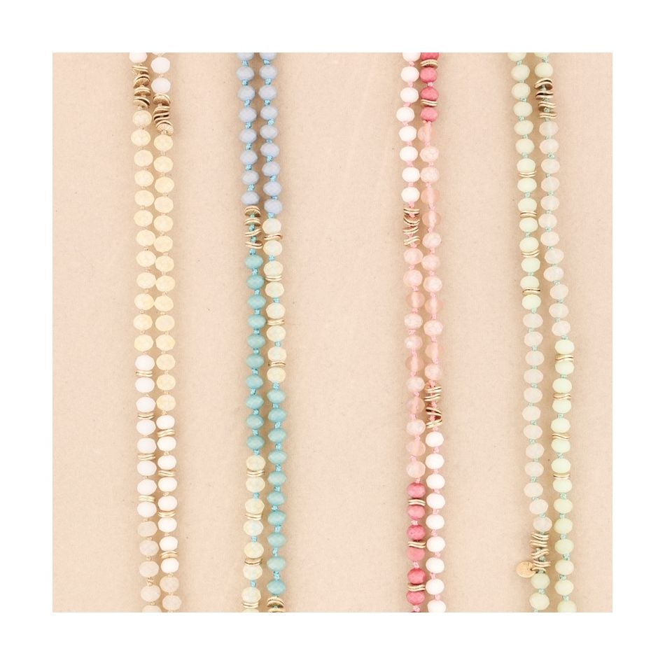 METAL CRYSTAL BEADS LONG NECKLACE