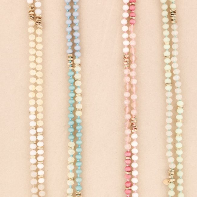 METAL CRYSTAL BEADS LONG NECKLACE