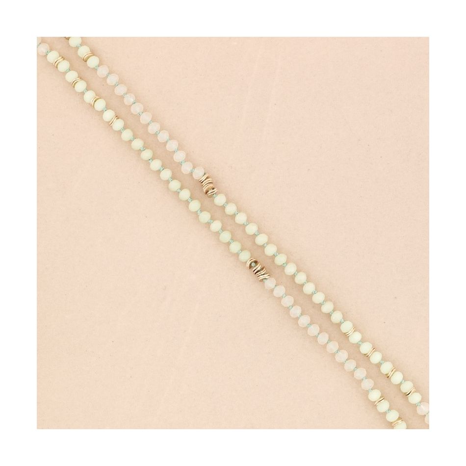 METAL CRYSTAL BEADS LONG NECKLACE