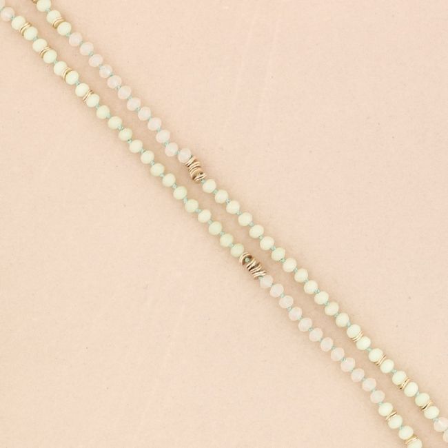 METAL CRYSTAL BEADS LONG NECKLACE