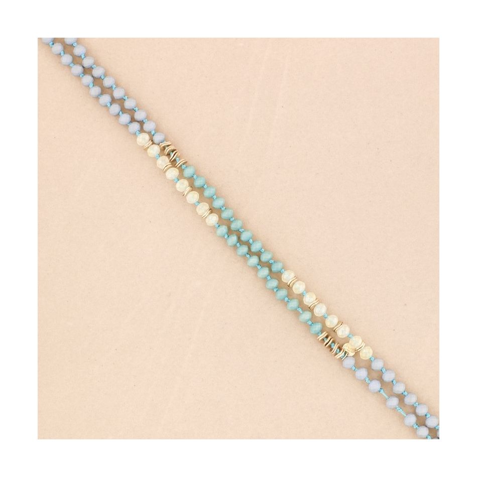 METAL CRYSTAL BEADS LONG NECKLACE