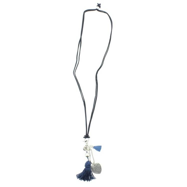 COLLAR LARGO CUENTAS METAL FLECOS