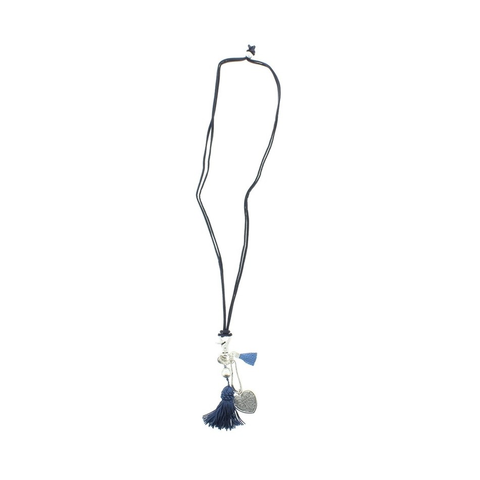 COLLAR LARGO CUENTAS METAL FLECOS