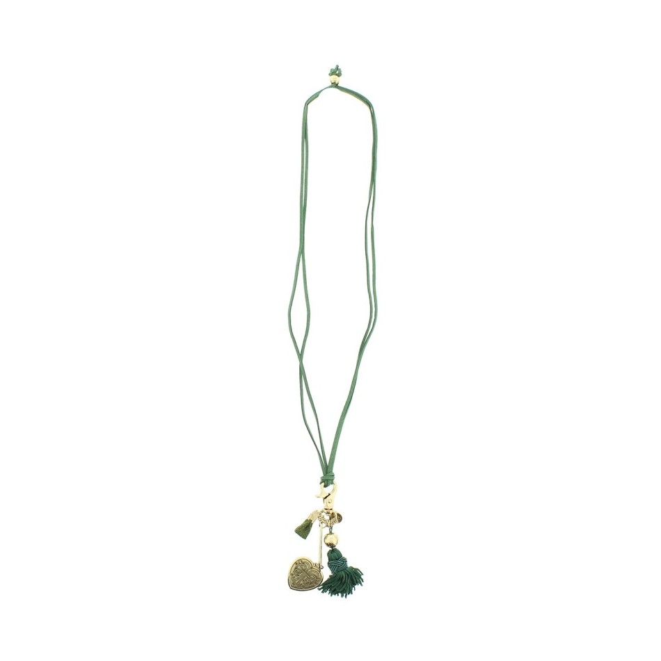 COLLAR LARGO CUENTAS METAL FLECOS