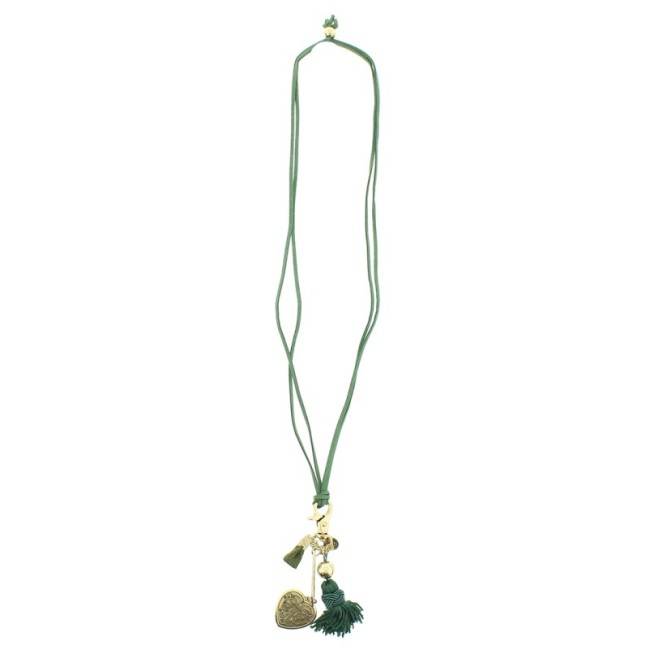 COLLAR LARGO CUENTAS METAL FLECOS