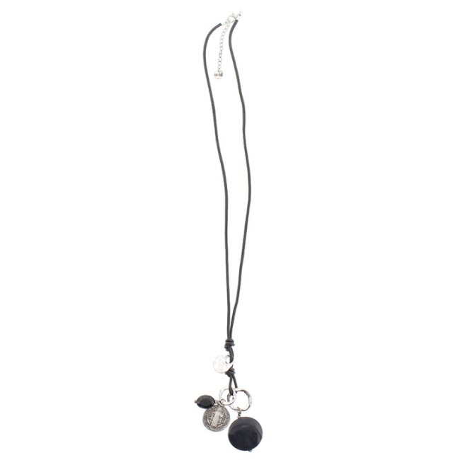 LONG PENDANT NECKLACE METAL STONES