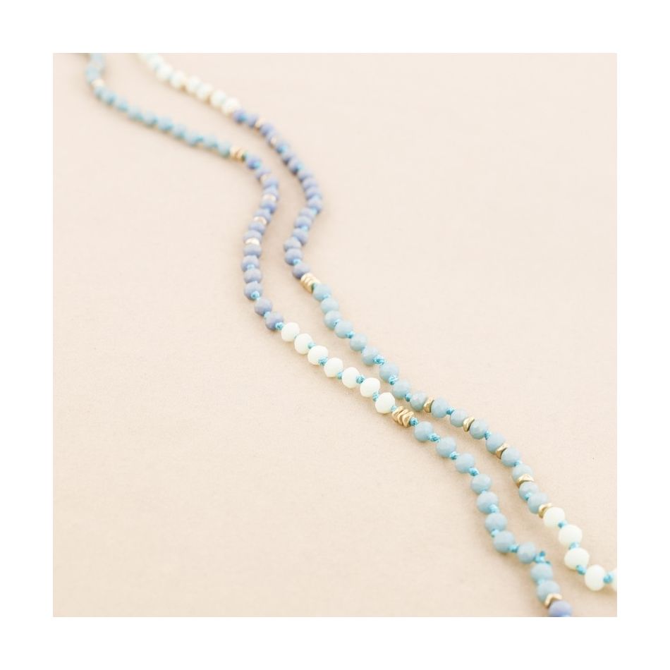 METAL CRYSTAL BEADS LONG NECKLACE
