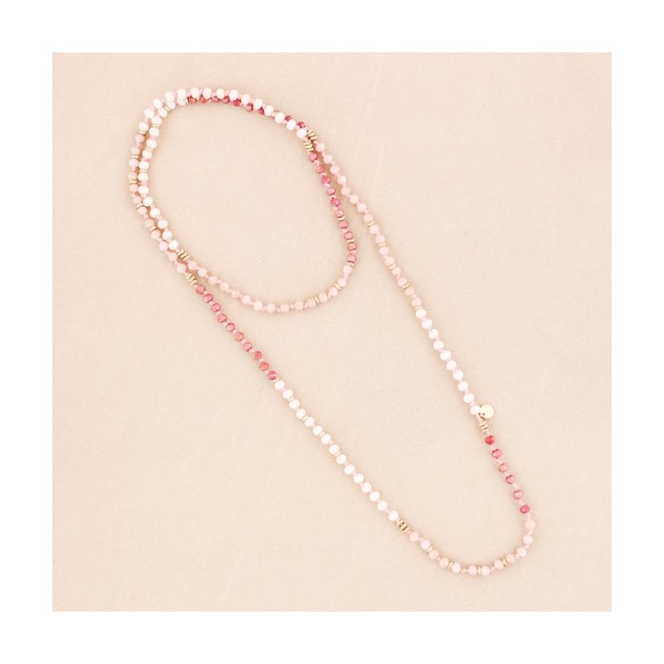 COLLAR LARGO CUENTAS CRISTALES METAL