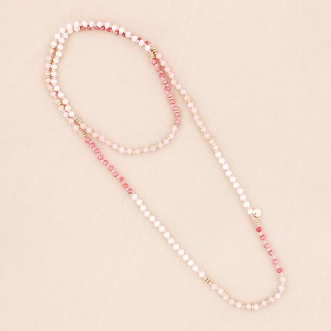 COLLAR LARGO CUENTAS CRISTALES METAL