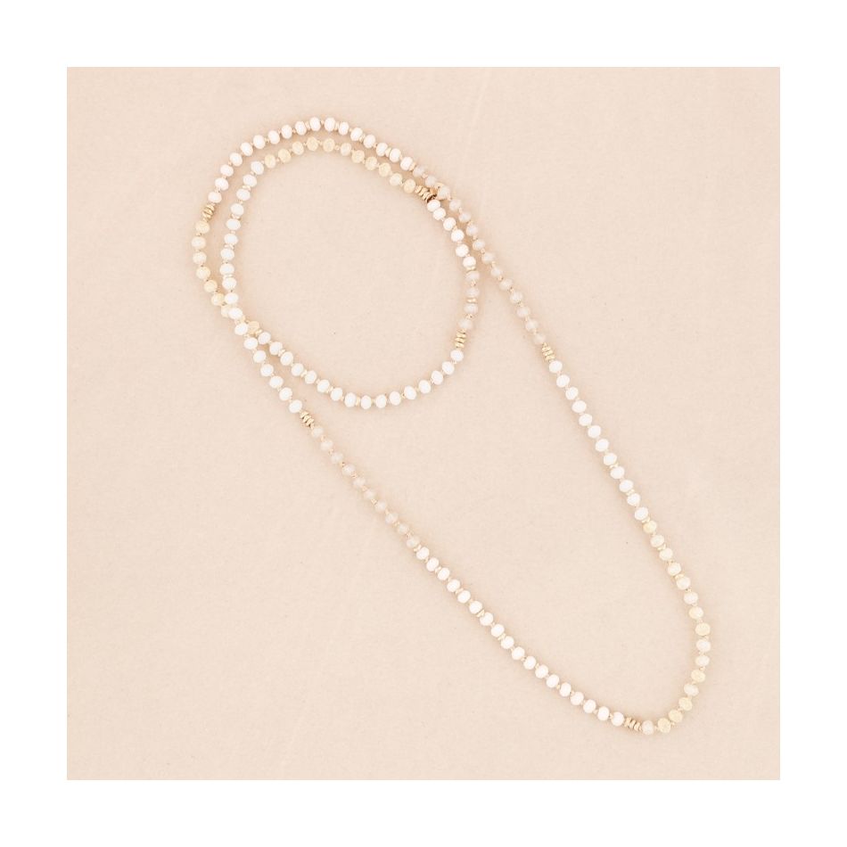 METAL CRYSTAL BEADS LONG NECKLACE