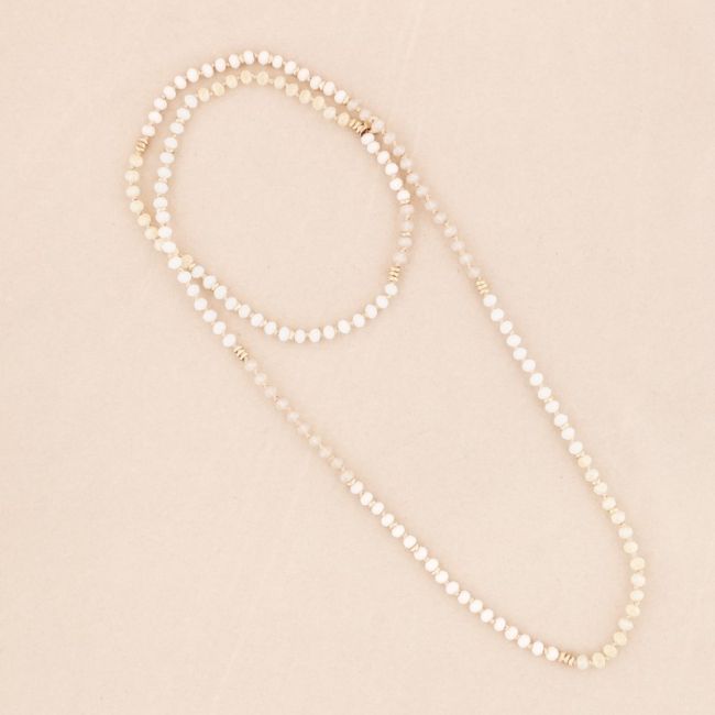 METAL CRYSTAL BEADS LONG NECKLACE
