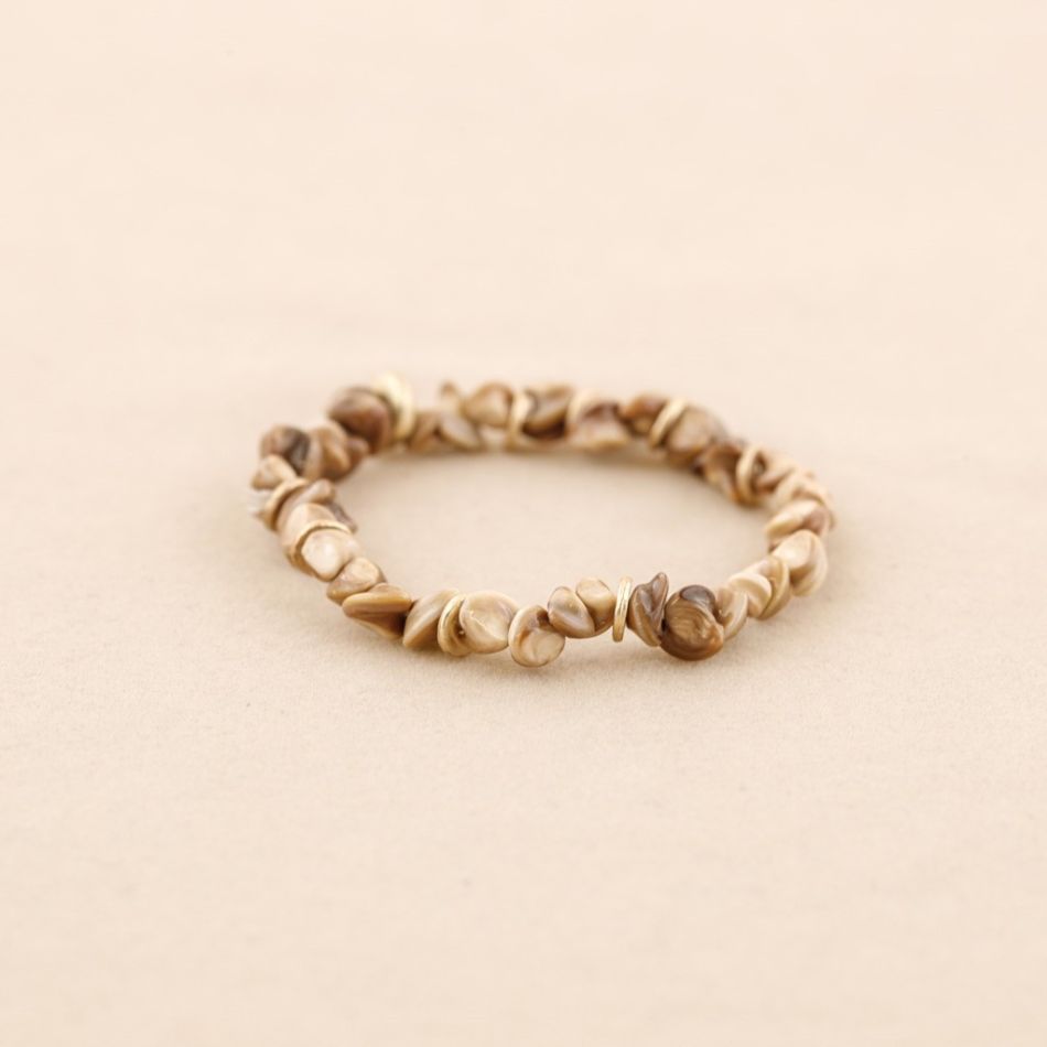 METAL NACRE BEADS ELASTIC BRACELET