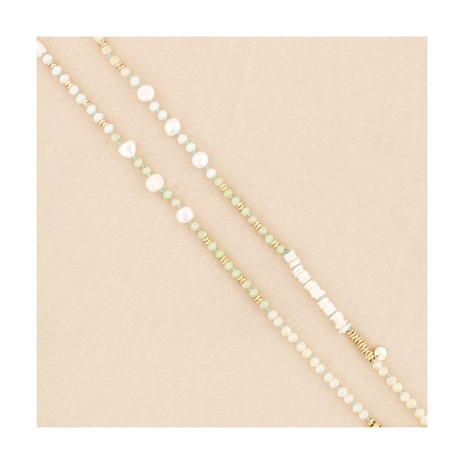 NACRE CRYSTAL BEADS LONG NECKLACE