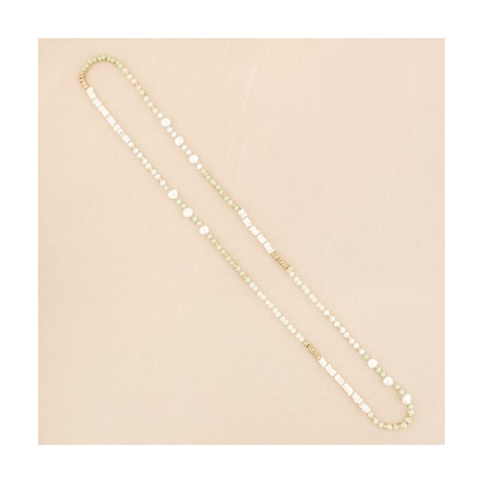 NACRE CRYSTAL BEADS LONG NECKLACE