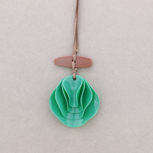 LONG NECKLACE PENDANT RESIN MEDALLION LAYERS
