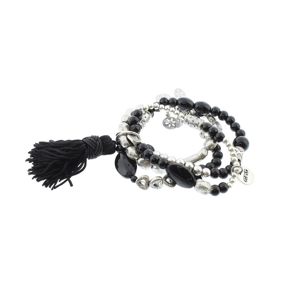 PULSERA 4 TIRAS CUENTAS METAL