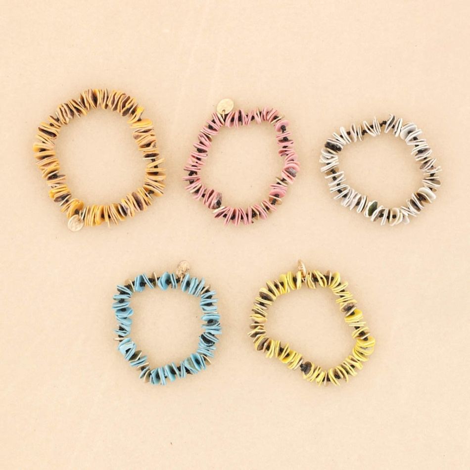 METAL NACRE BEADS ELASTIC BRACELET