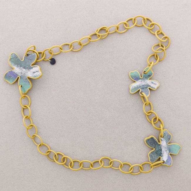 COLLAR LARGO ESLABONES RESINA FLORES
