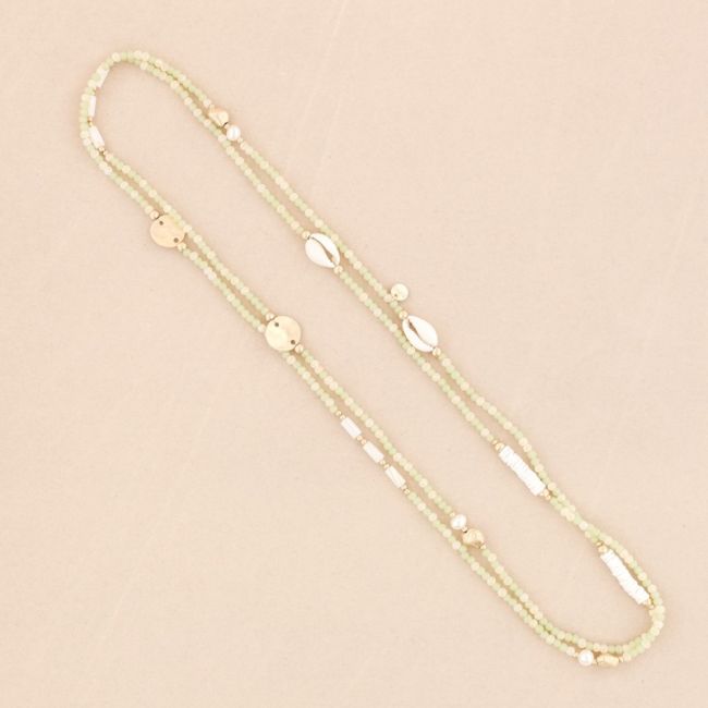 COLLAR LARGO CUENTAS CRISTALES CONCHAS