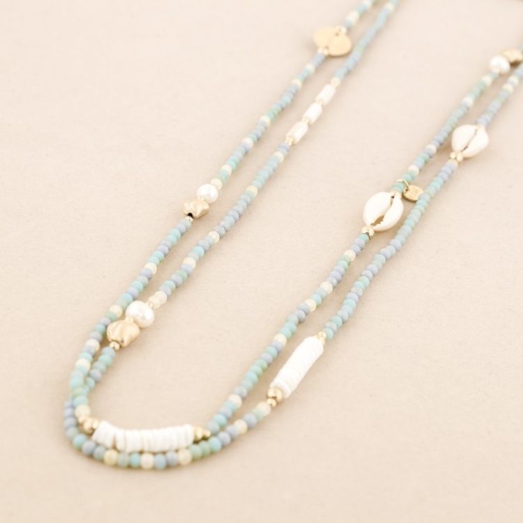 LONG NECKLACE CRYSTAL BEADS SHELLS