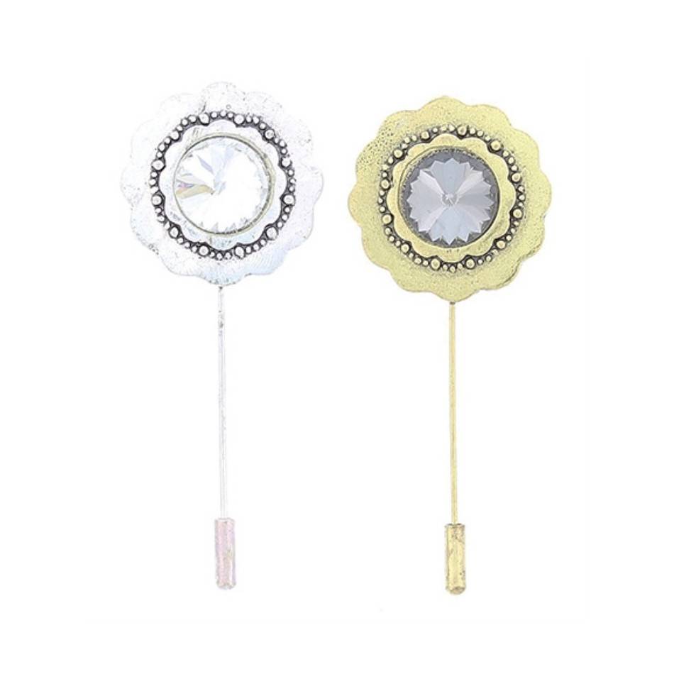 METAL GLASS NEEDLE BROOCH