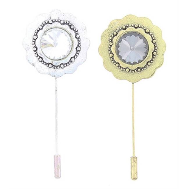 METAL GLASS NEEDLE BROOCH