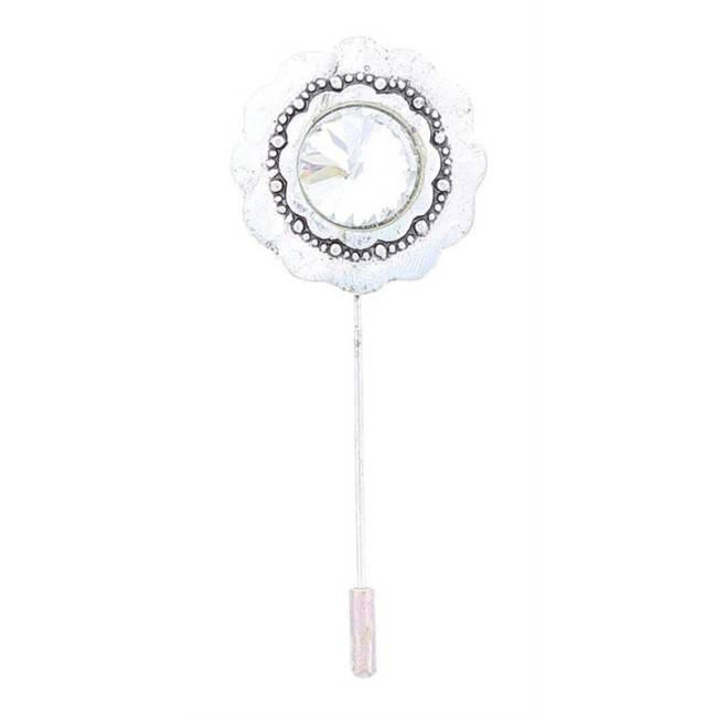 METAL GLASS NEEDLE BROOCH