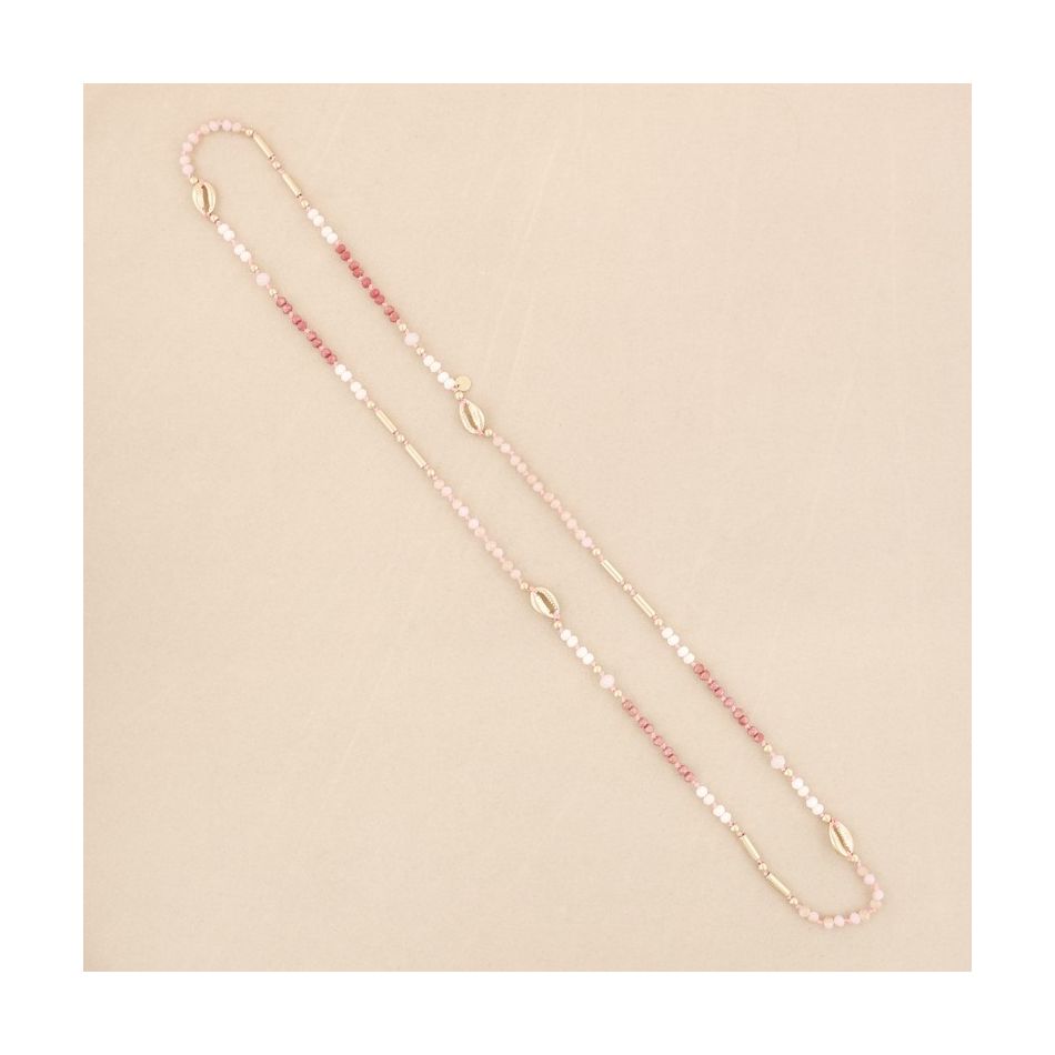 COLLAR LARGO CUENTAS CRISTALES CONCHAS