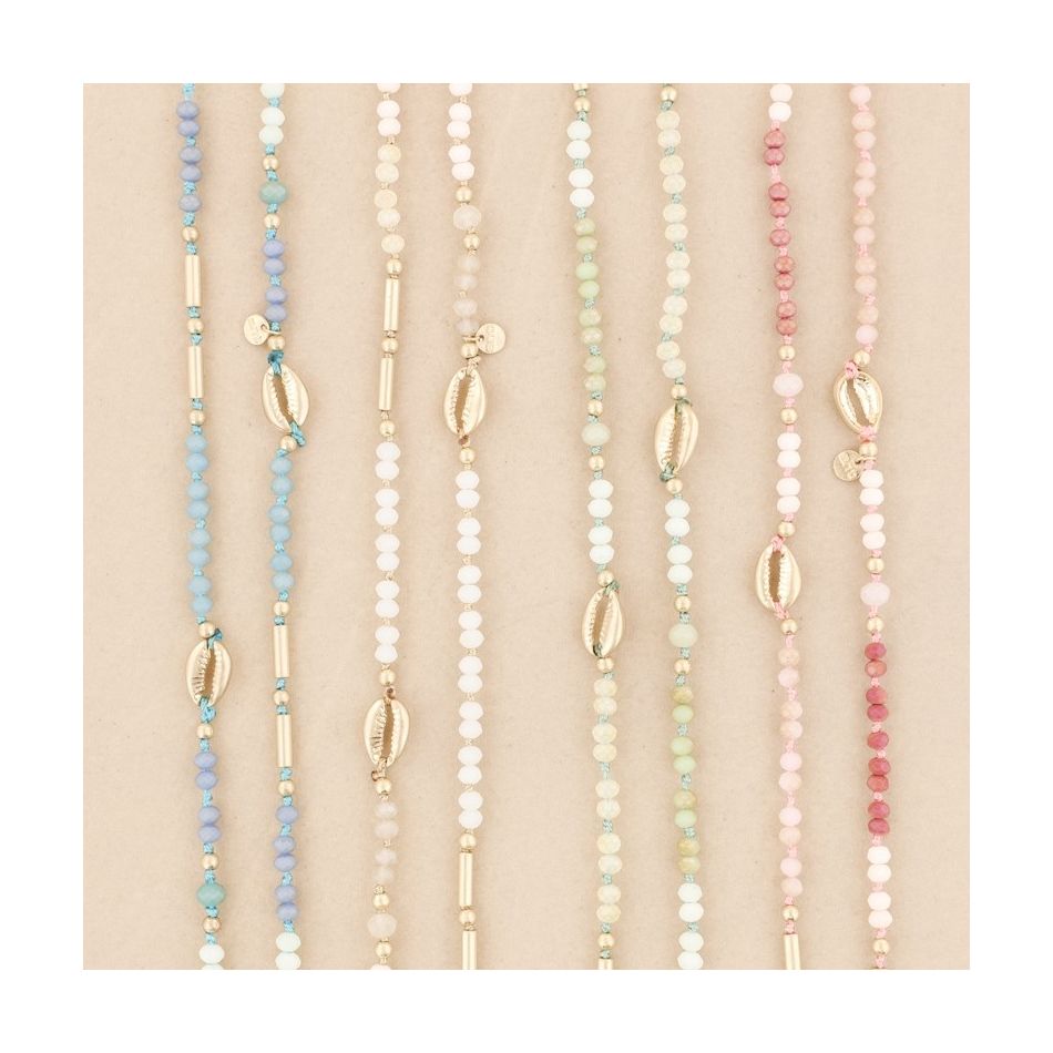 LONG NECKLACE CRYSTAL BEADS SHELLS