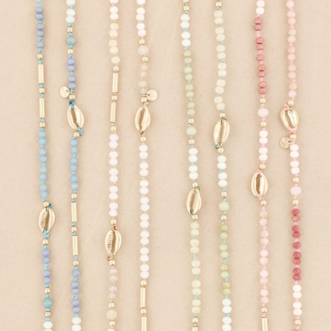 LONG NECKLACE CRYSTAL BEADS SHELLS