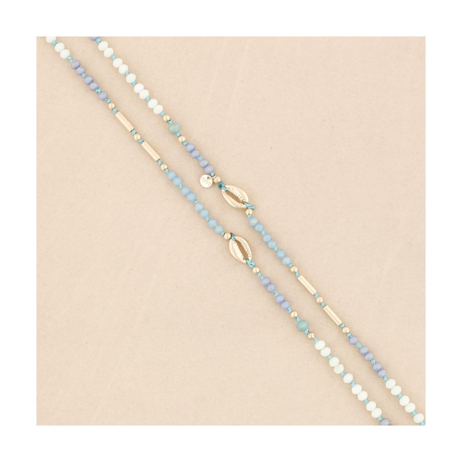 LONG NECKLACE CRYSTAL BEADS SHELLS