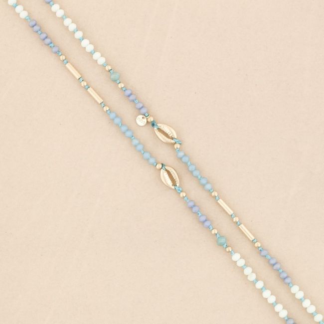LONG NECKLACE CRYSTAL BEADS SHELLS