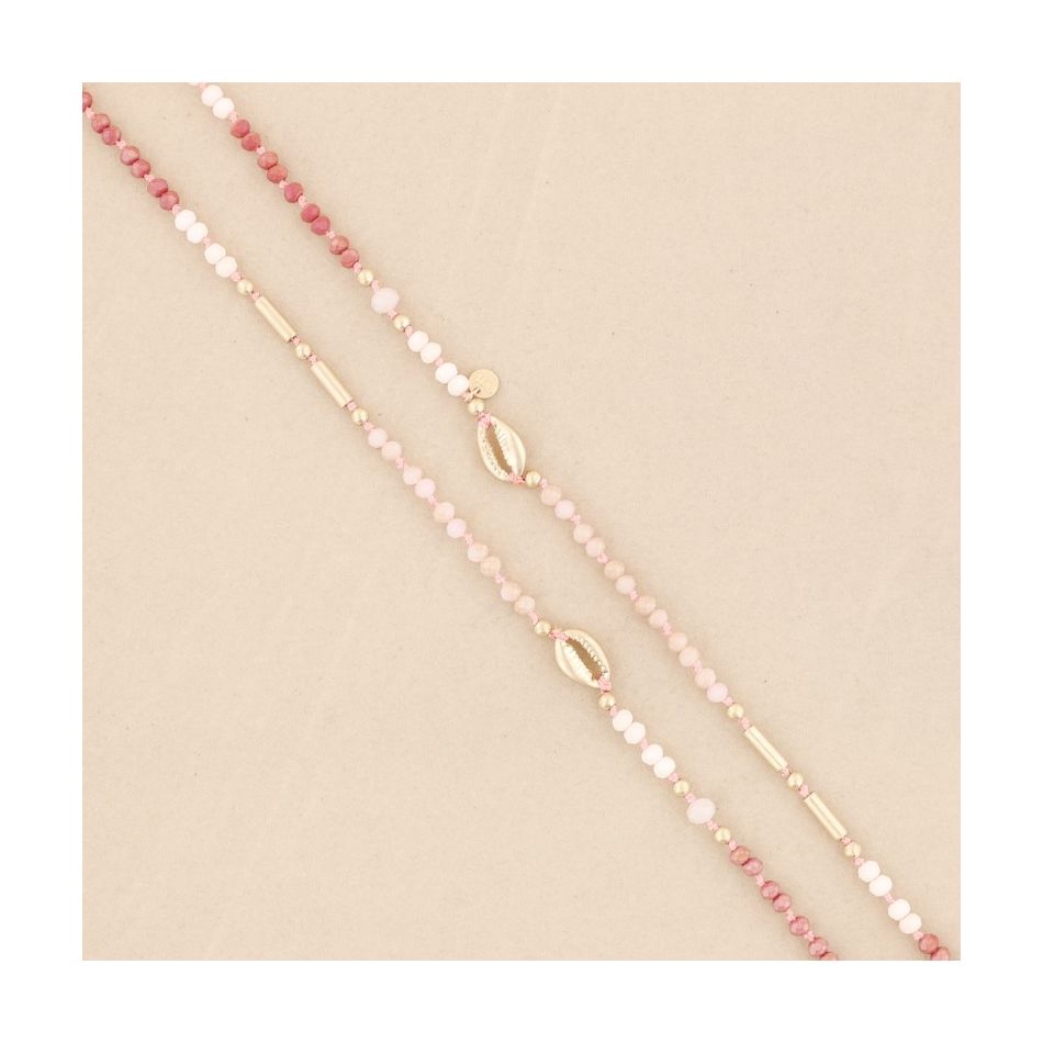 COLLAR LARGO CUENTAS CRISTALES CONCHAS
