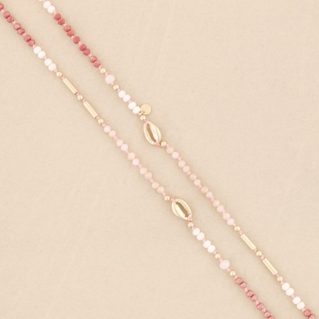 COLLAR LARGO CUENTAS CRISTALES CONCHAS