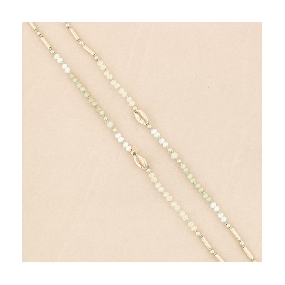 LONG NECKLACE CRYSTAL BEADS SHELLS