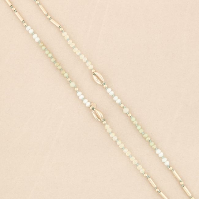 LONG NECKLACE CRYSTAL BEADS SHELLS