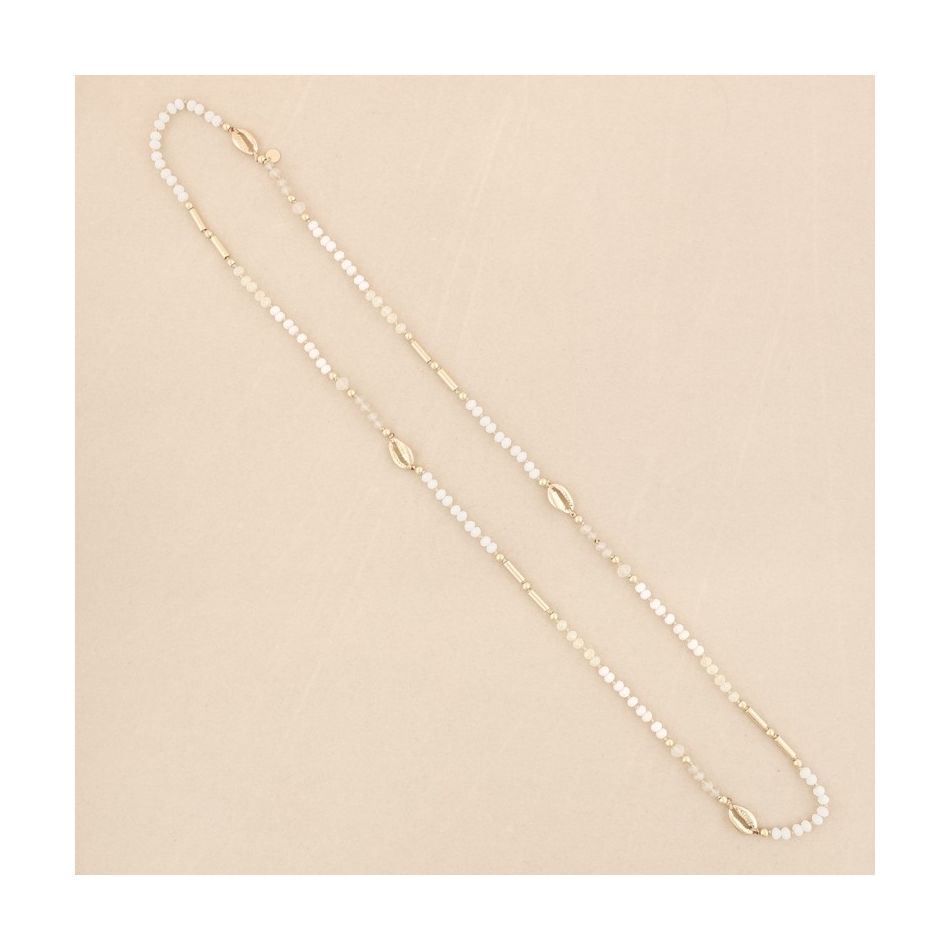 COLLAR LARGO CUENTAS CRISTALES CONCHAS