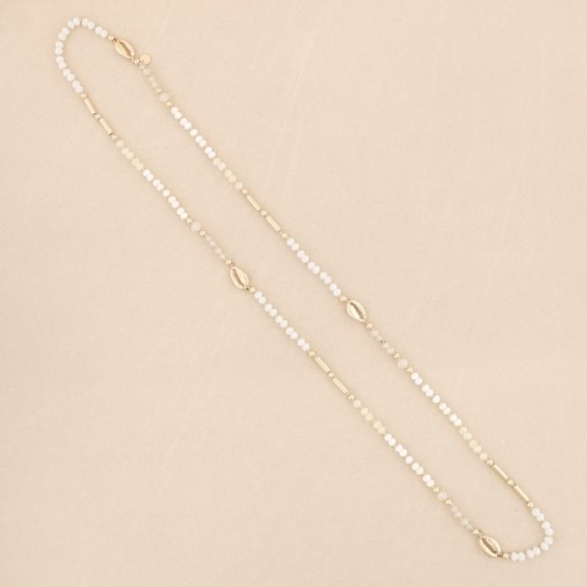 COLLAR LARGO CUENTAS CRISTALES CONCHAS