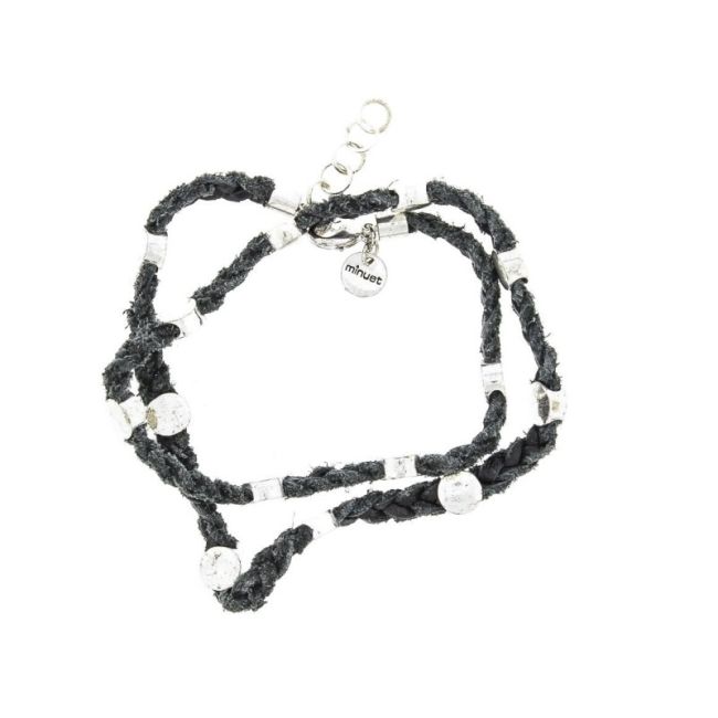 LEATHER BRACELET WITH METAL BEADS
